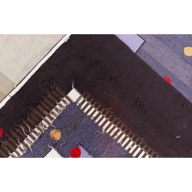 Modern Deco Flat Weave Wool Runner Inspired by Frank Lloyd Wright For Sale - Image 9 of 9