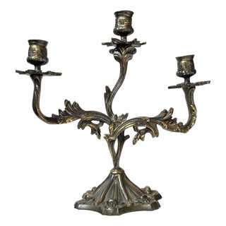 Baroque Italian Candelabra in Brass, 1970s For Sale