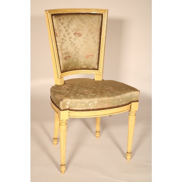French Set of 6 Louis XVI Style Painted Dining Chairs For Sale - Image 3 of 12