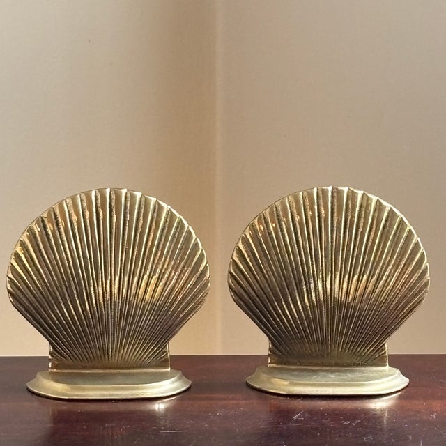 Mid-20th Century Solid Brass Seashell Bookends — A Pair For Sale - Image 9 of 17