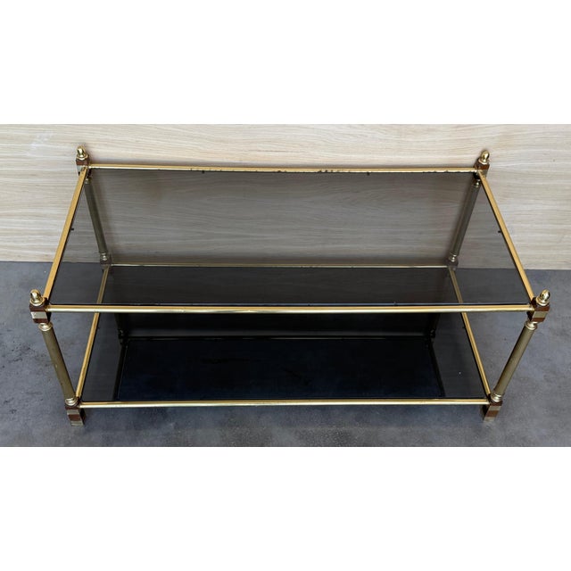 Mid-Century Modern Two-Tier Brass and Glass Rectangular Side Table For Sale - Image 12 of 18