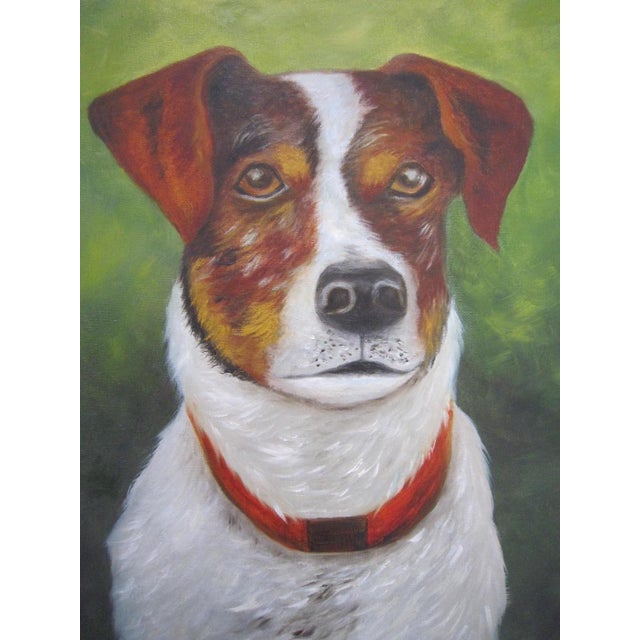 Vintage Oil Portrait Dog, Signed For Sale - Image 4 of 5
