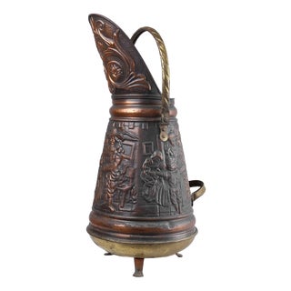 Copper Umbrella Stand with Hammered Relief, 1890s For Sale