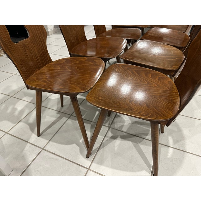Brown Vintage Bistro Dining Chairs from Baumann, 1970s, Set of 8 For Sale - Image 8 of 18