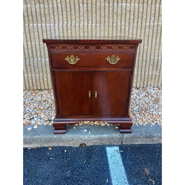 Hickory Chair James River Collection Chippendale Carved Mahogany One Drawer Enclosed Nightstand End - Side Table. High...