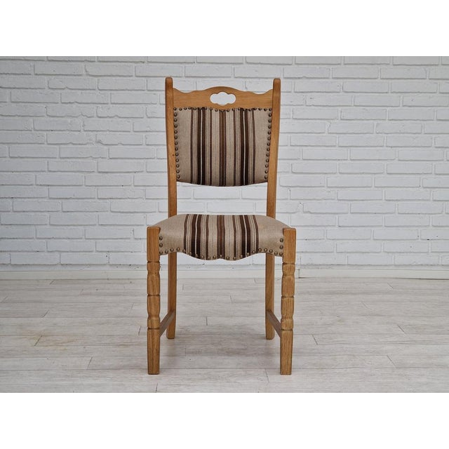 Danish Dinning Table and Chairs in Oak and Wool, 1970s, Set of 5 For Sale - Image 11 of 18
