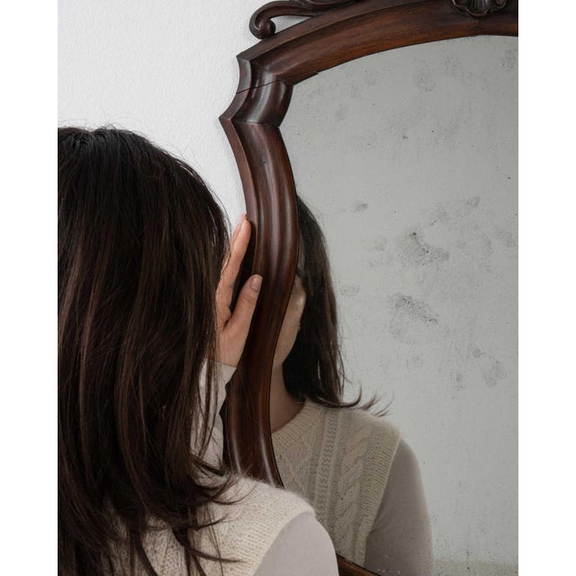 19th Century France Brown Wood Mirror For Sale - Image 10 of 10