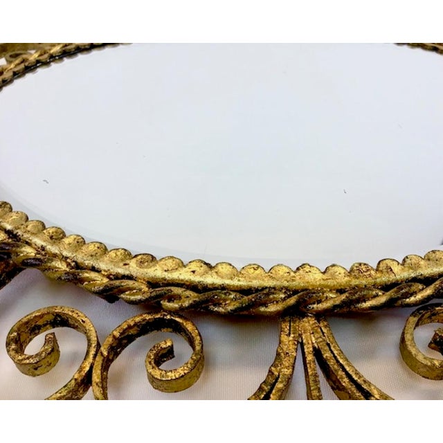 Mid-Century Modern Mid-Century Iron Frame Mirror with Beveled Glass, 1920s For Sale - Image 3 of 10