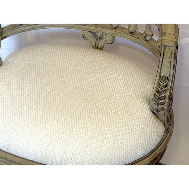 Green Vintage French Style Vanity Stool For Sale - Image 8 of 17