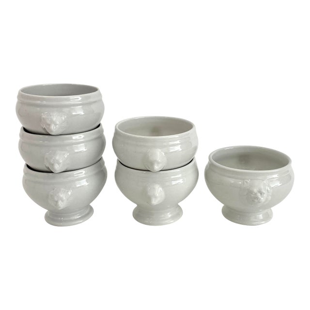 Late 20th Century Assorted French Lion's Head Soup Bowls - Set of 6 For Sale