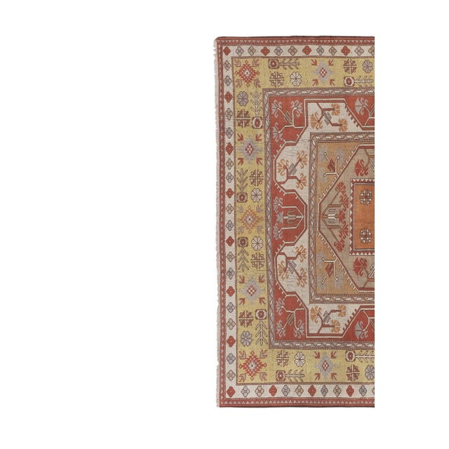 1960s Vintage Oushak Milas Floral Wool Pile Rug 6'2'' X 6'6'' For Sale - Image 4 of 13