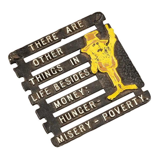 1960s Vintage Cast Iron Hillbilly Misery Trivet For Sale