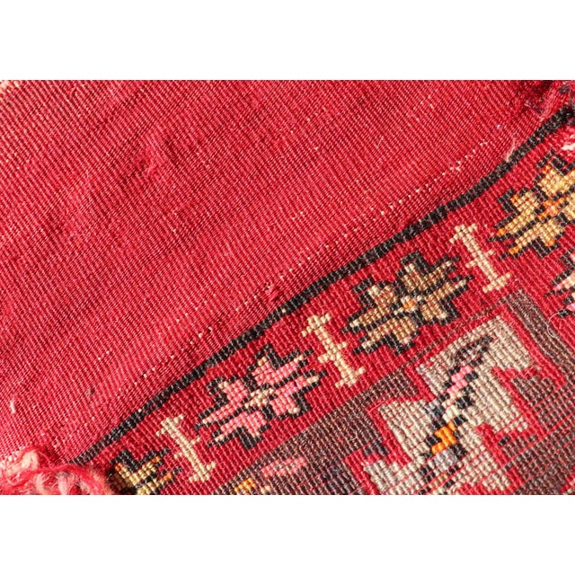 Pair of Antique Turkish Sampler Rugs With Coral, Yellow and Brown Colors For Sale In Atlanta - Image 6 of 12