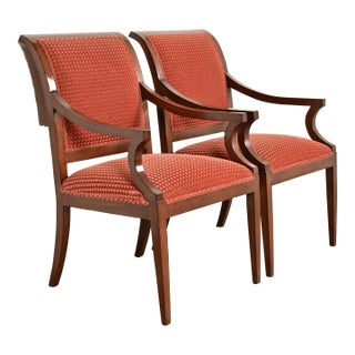 Smith & Watson Regency Carved Mahogany Armchairs, Pair For Sale