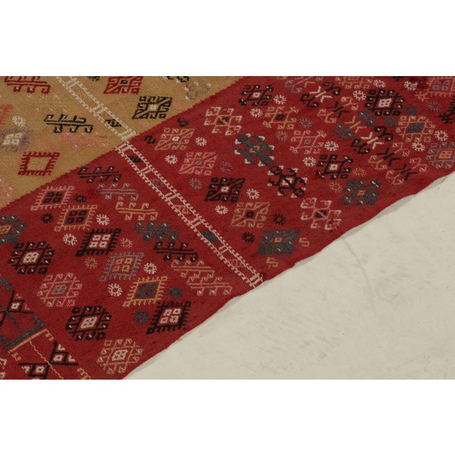 Antique Russian Verneh Kilim in Red, Beige & Black Panels, Geometric Patterns For Sale In New York - Image 6 of 7