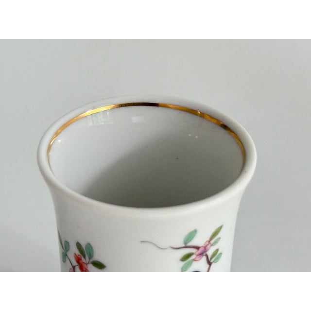 1950s Indian Floral and Bird Painting with Gold Mini Vase from Meissen, 1994 For Sale - Image 5 of 8