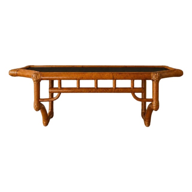Vintage Great City Traders Chinoiserie Bamboo & Rattan Wall Shelf For Sale