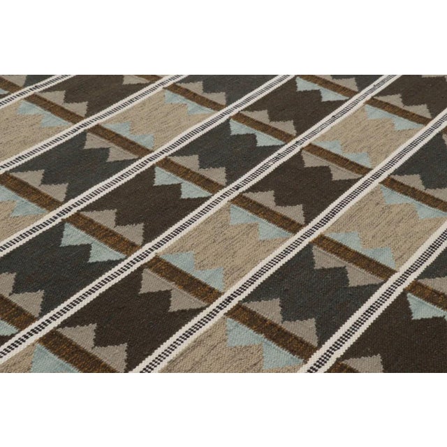 Rug & Kilim Rug & Kilim's Scandinavian Style Custom Flatweave Rug With Beige & Black Patterns For Sale - Image 4 of 10