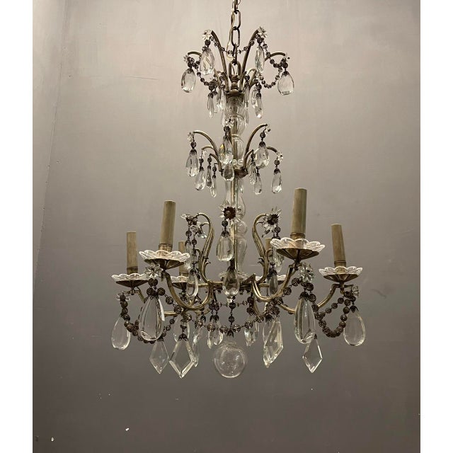 Italian Silver Crystal Chandelier, 1940s For Sale - Image 10 of 17