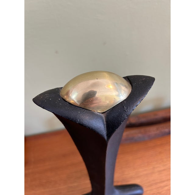 1950s Iron + Brass Andirons by Donald Deskey for Bennett, Circa 1950s For Sale - Image 5 of 8