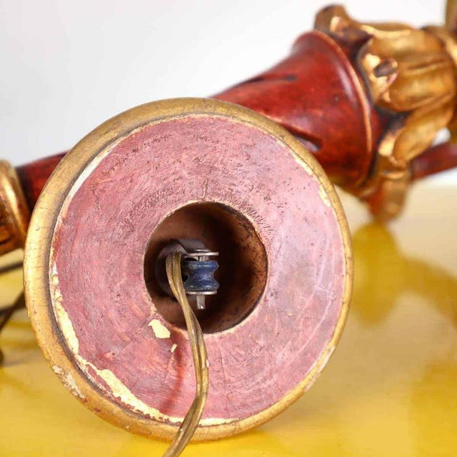 Vintage Wooden Chandelier with Gold Finishes For Sale - Image 9 of 10