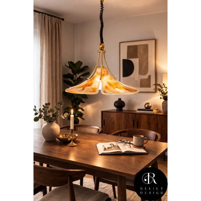 Tulip Cosack Pendant Lamp in Brass and Acrylic, 1970s, in Very Good conditions. Designed 1970 to 1979 Up to 250V...