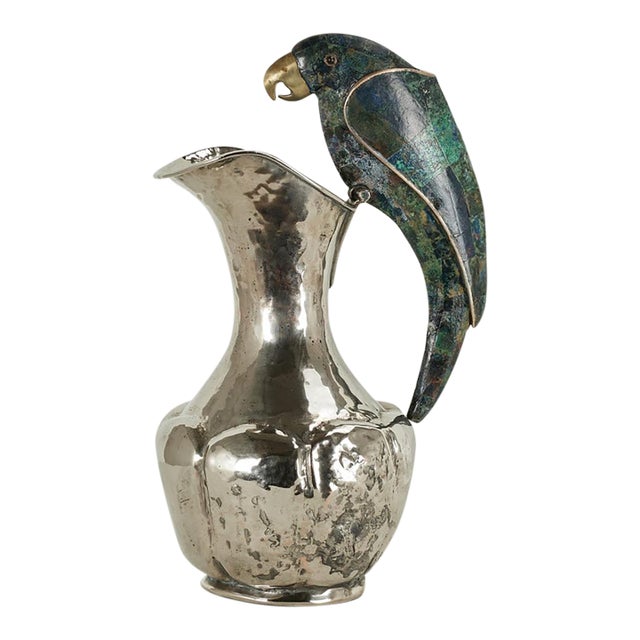 Vintage Los Castillo Silver Plate Pitcher With Parrot For Sale