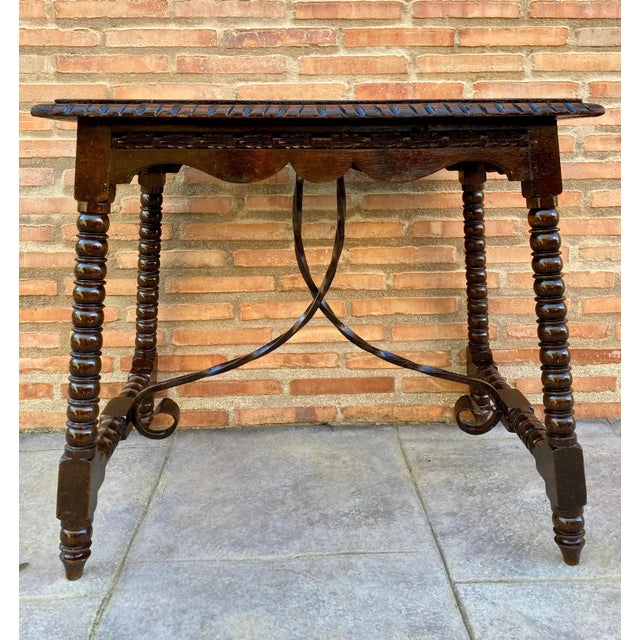 Early 20th-Century Antique Castilian Walnut Table With Solomonic Turn Legs For Sale - Image 16 of 16