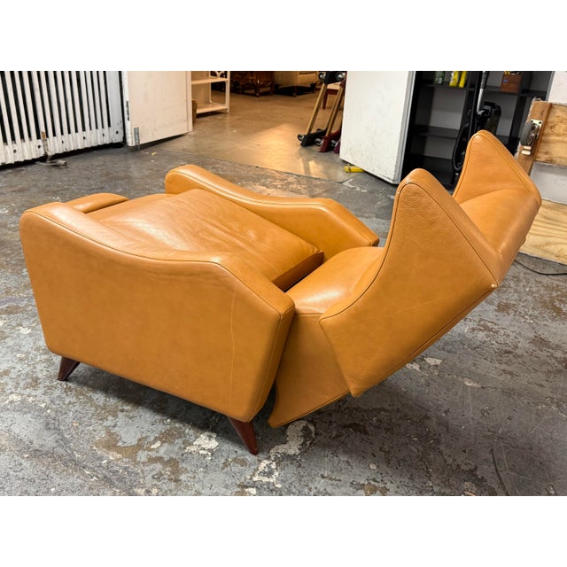 Tan Room & Board Juno Leather Recliner For Sale - Image 8 of 12