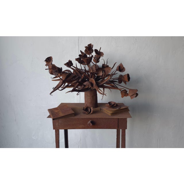 Metal Antique French Iron Brutalist Floral Arrangement & Table Sculpture For Sale - Image 7 of 12