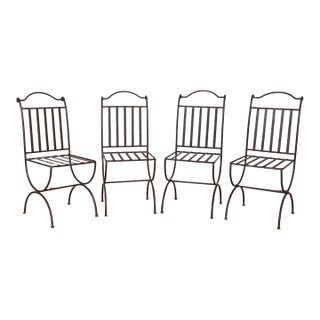 1940s French Iron Dining Chairs, Set of 4 For Sale