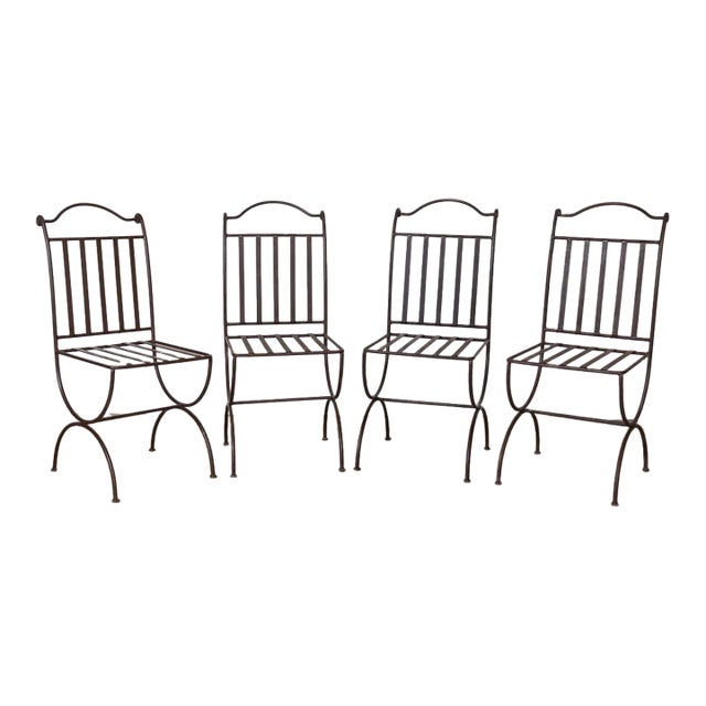 1940s French Iron Dining Chairs, Set of 4 For Sale