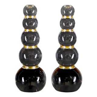 Acrylic Glass Candlesticks, Set of 2 For Sale