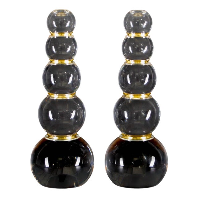 Acrylic Glass Candlesticks, Set of 2 For Sale