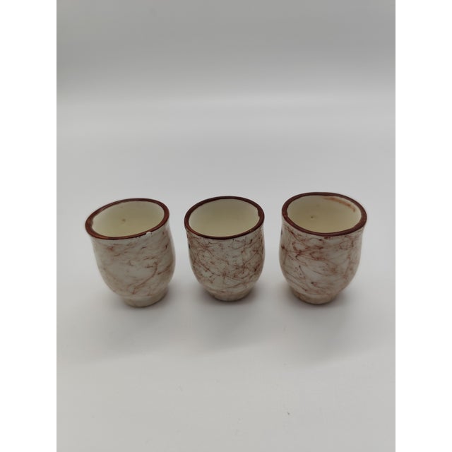 Ceramic Cream Coffee Service with Red and Black Hand-Painted Floral Design from SMF Schramberg, Shabby Chic Style, 1950s, Set of 5 For Sale - Image 10 of 12