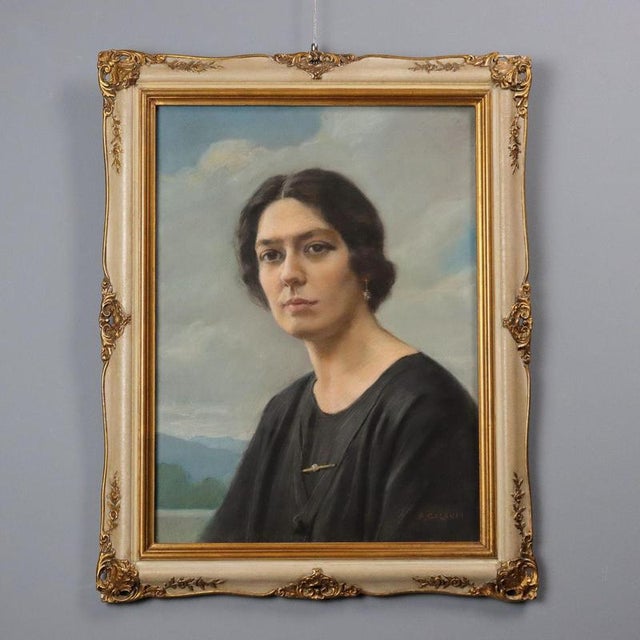 Piero Galanti, Portrait, 20th Century, Crayon on Cardboard, Framed For Sale - Image 10 of 10