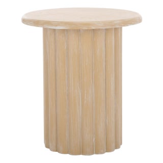 Monka Round End Table in Bleached White For Sale