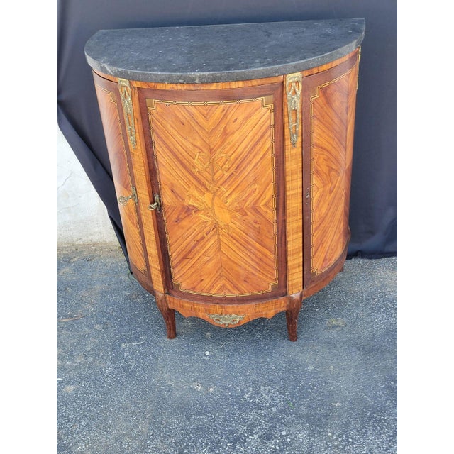 19th Century French Marble Top Cabinet Bar/Server Book Match Tulip Wood. For Sale - Image 14 of 18
