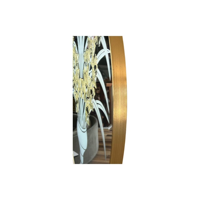 Postmodern 1980s Richard Sandoval Windsor Wall Octagon Brass Mirror Flowers Vase For Sale - Image 9 of 12