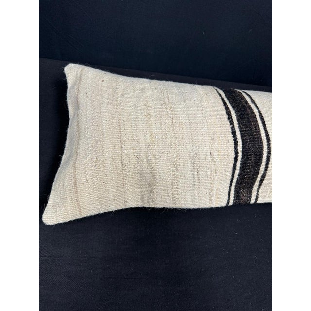 Turkish Hemp Pillow Cushion Natural Beige BlackCushion Cover 14x45 #18020 Enhance your home decor with our Kilim Pillow...