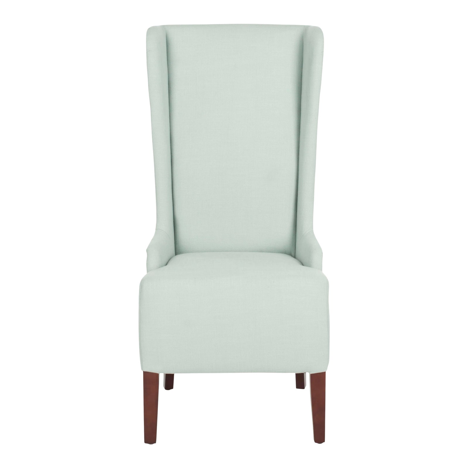 20''H Linen Dining Chair in Seafoam Green & Cherry Mahogany | Chairish