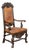 Late 19th Century Swedish Oak Carved Armchair With Vintage Leather For Sale