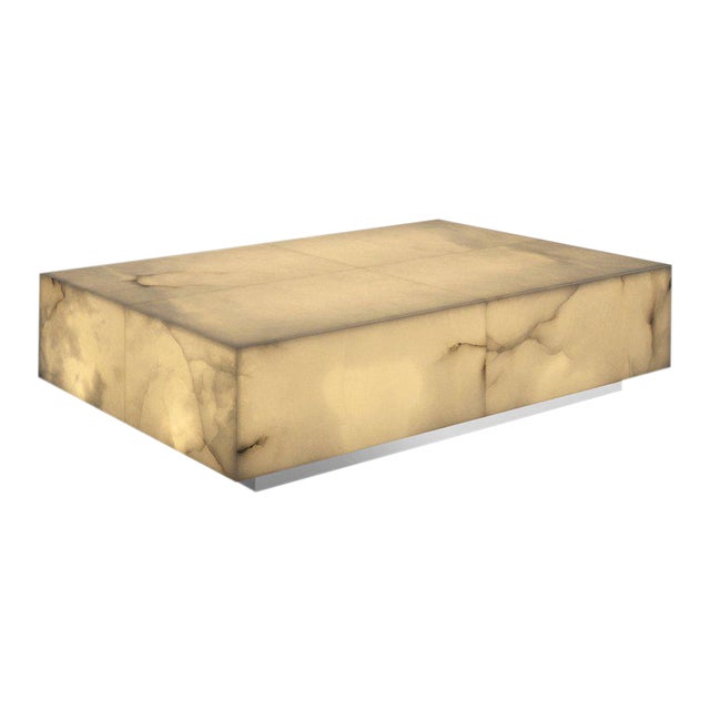 Alabaster Illuminated Rectangular Coffee Table by Jacobo Ventura For Sale