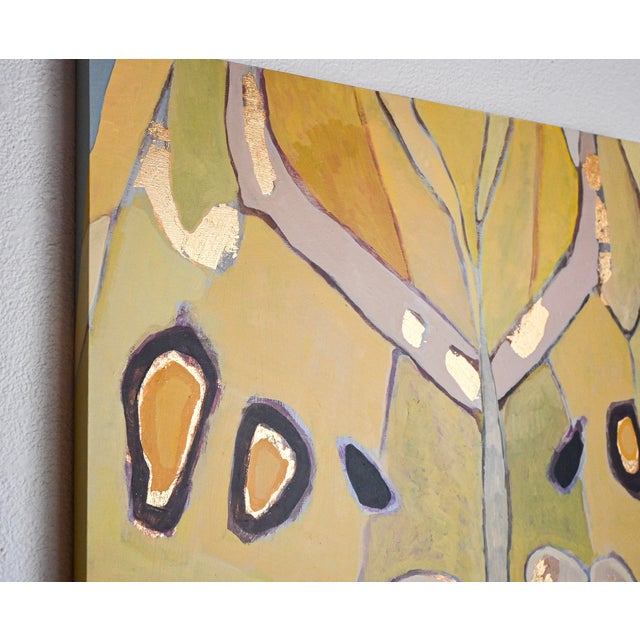 Abstract Acrylic & Gold Leaf Painting on Wood Titled Hidden Joy by Hayley Kolar For Sale - Image 3 of 7