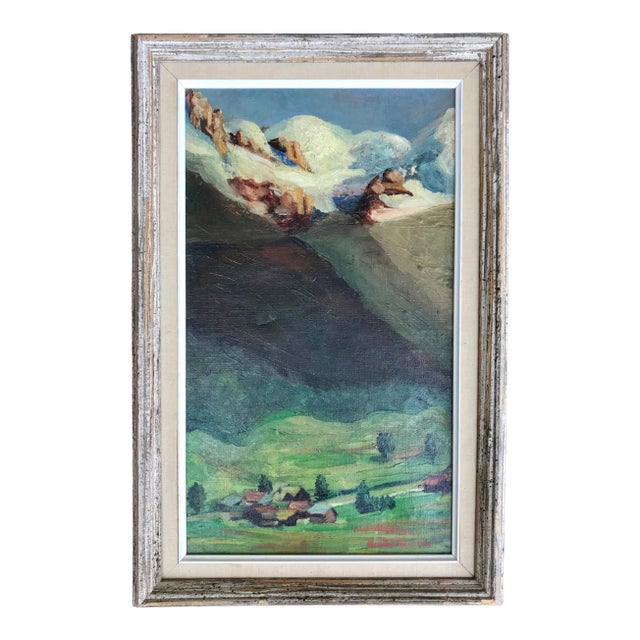 1930s Vintage Ruth Durlacher Alpine Landscape Oil on Canvas Framed Painting For Sale