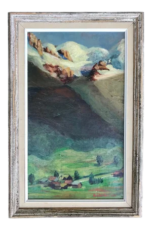 1930s Vintage Ruth Durlacher Alpine Landscape Oil on Canvas Framed Painting