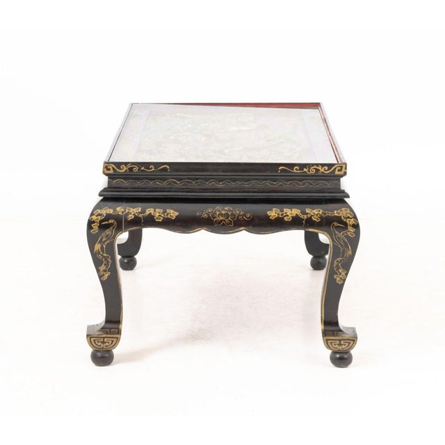 Red Chinoiserie Gilt and Black Lacquered Low Table For Sale - Image 8 of 9