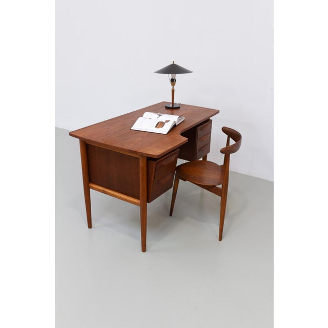 Mid-Century Modern Danish Asymmetrical Teak Desk, 1950s For Sale - Image 18 of 18