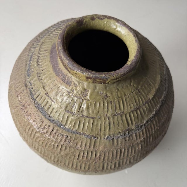 Japanese Tokoname Stoneware Storage Jar, 1900s For Sale - Image 10 of 14