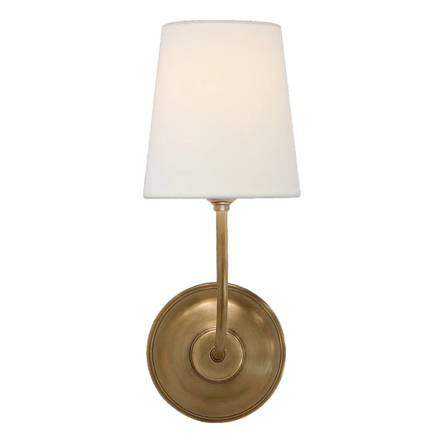 Vendome Single Sconce in Hand-Rubbed Antique Brass with Linen Shade Designer: Thomas O'Brien Finish: Hand-Rubbed Antique...